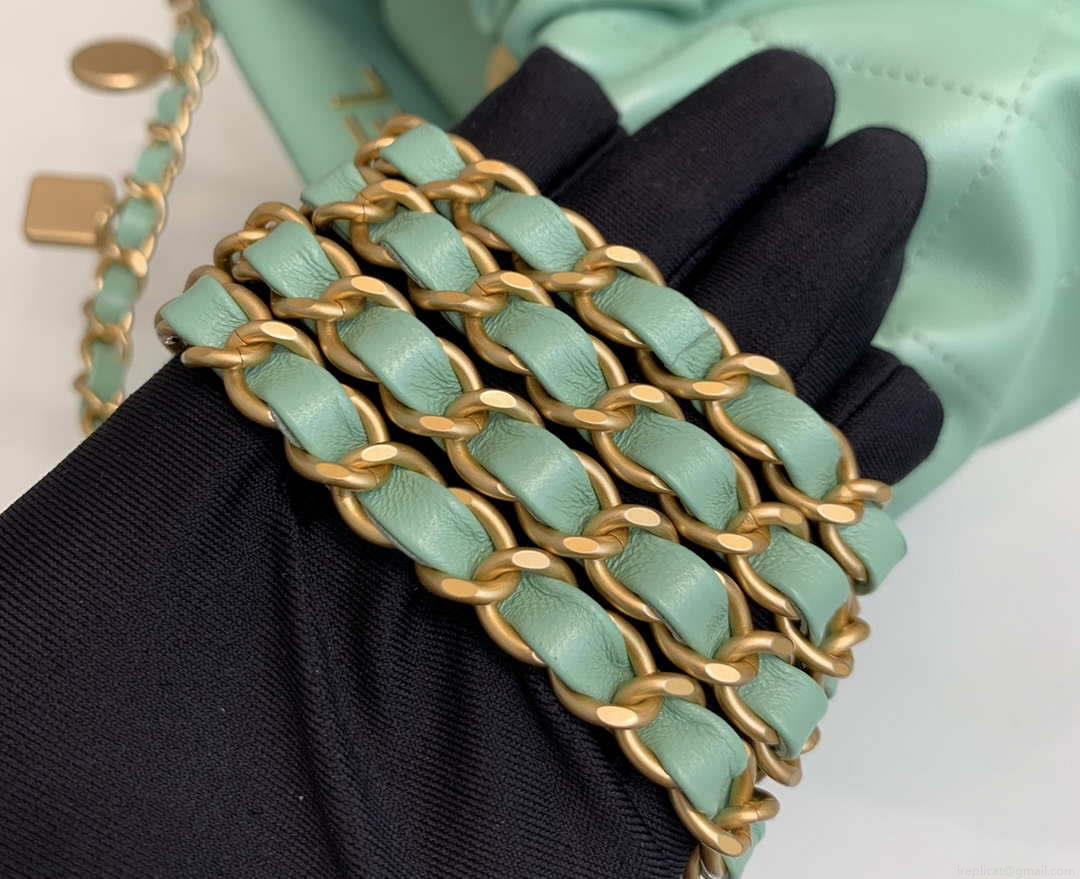 Chanel AS3793 Small Bucket Bag Lambskin Resin & Gold-Tone Metal Light Green
