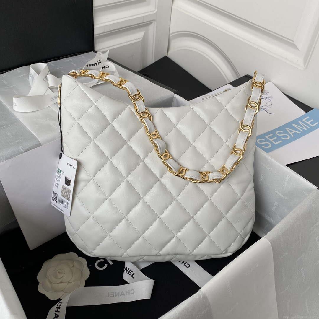 Chanel AS3631 Large Hobo bag Lambskin White
