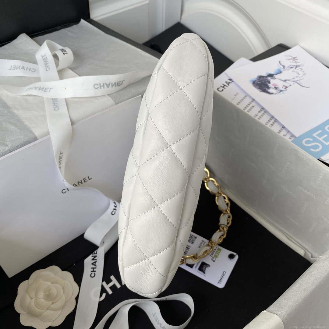 Chanel AS3562 Ssmall Hobo Handbag Lambskin White