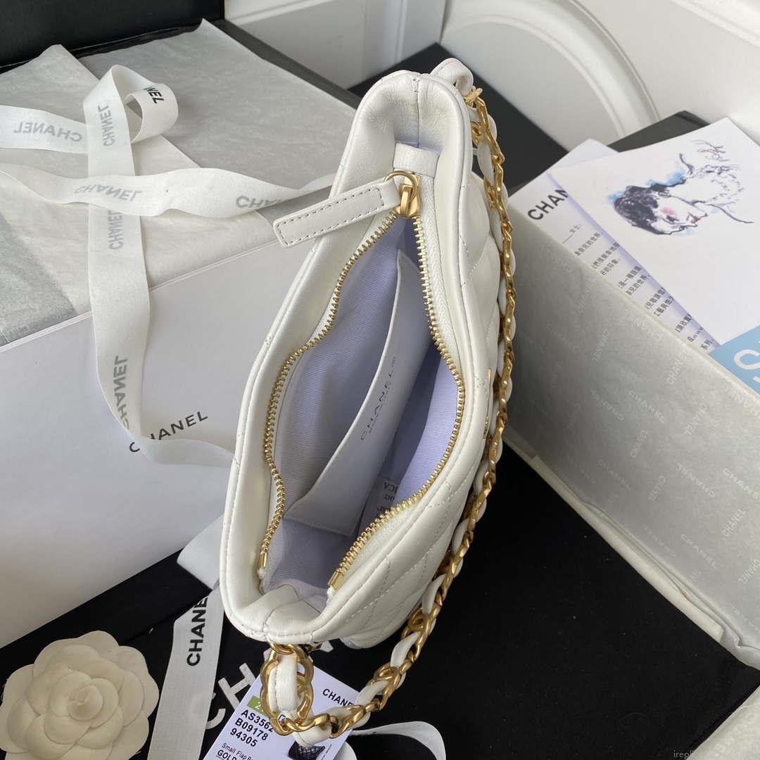 Chanel AS3562 Ssmall Hobo Handbag Lambskin White