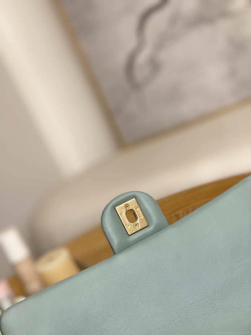 Chanel AS3777 Flap Bag Lambskin & Gold-Tone Metal Light Blue