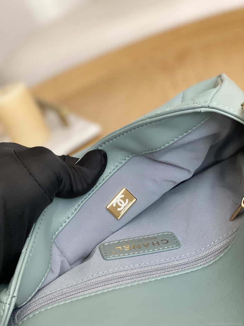 Chanel AS3777 Flap Bag Lambskin & Gold-Tone Metal Light Blue