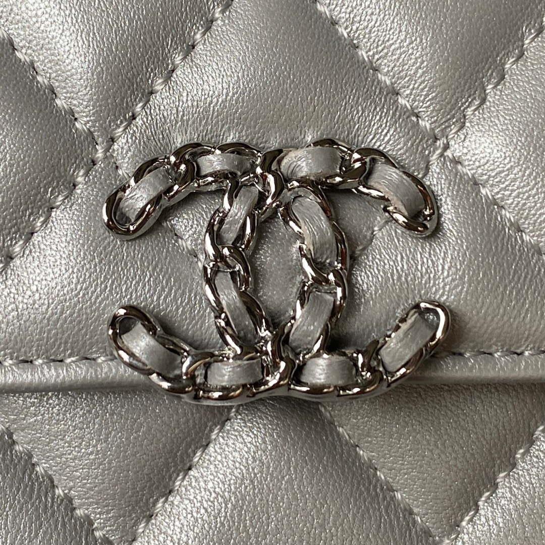 Chanel AP3238 Flap Chain Bag Gray Lambskin Gold With Handle Bag