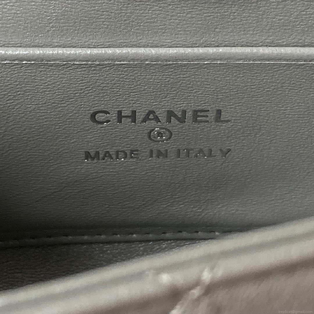 Chanel AP3238 Flap Chain Bag Gray Lambskin Gold With Handle Bag
