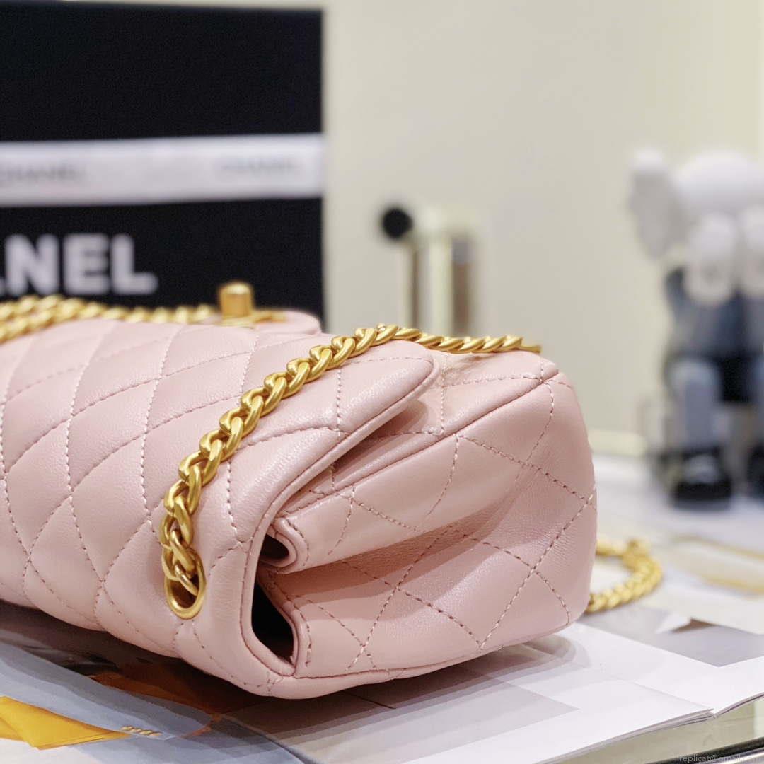 Chanel AS3041 Flap Classic Bag CF Camellia Lambskin Pink Gold