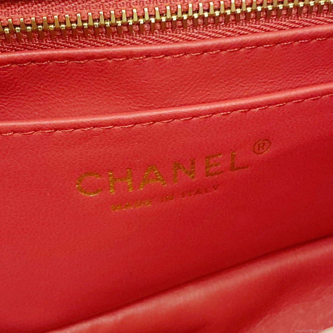 Chanel AS3041 Flap Classic Bag CF Camellia Lambskin Pink Gold