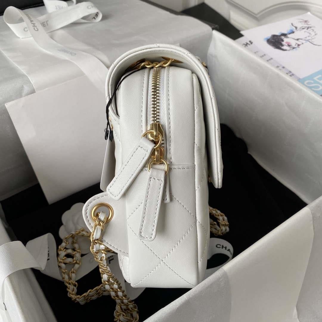 Chanel AS3384 Backpack Chain bag lambskin White