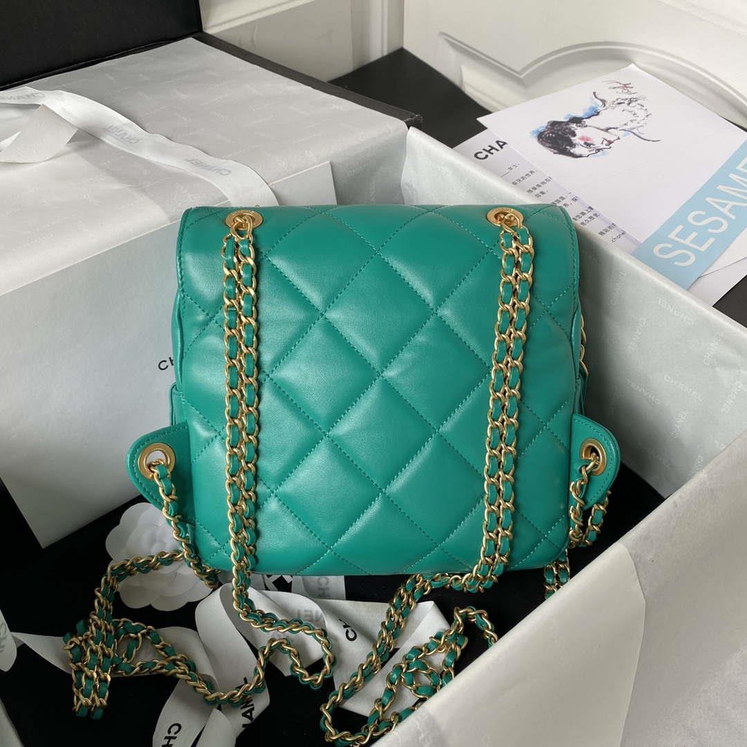 Chanel AS3384 Backpack Chain bag lambskin Green