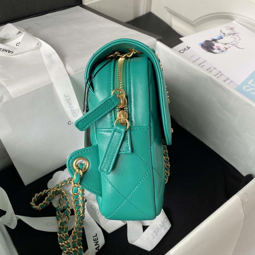 Chanel AS3384 Backpack Chain bag lambskin Green