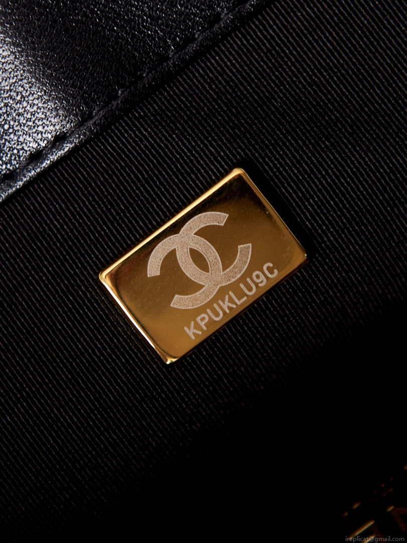 Chanel AS3855 Flap bag With Chain shiny Lambskin & Gold-Tone Metal Black