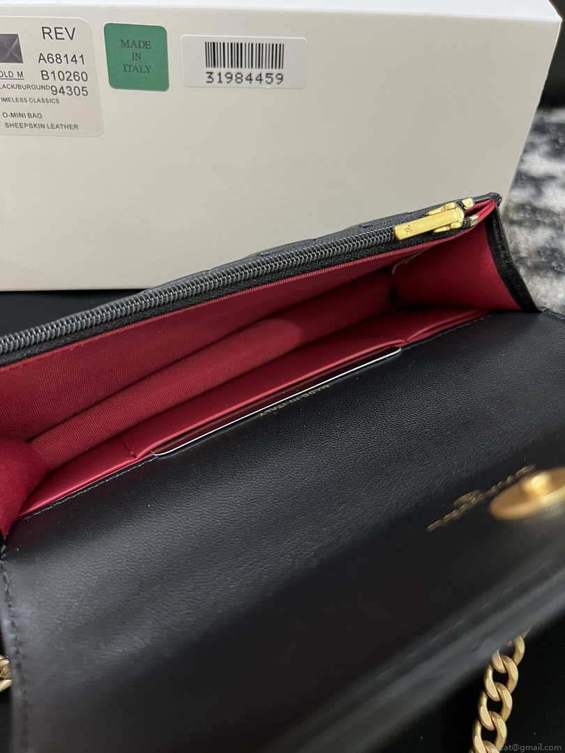 Chanel A68341 Flap Classic Bag Woc Camellia Lambskin Black