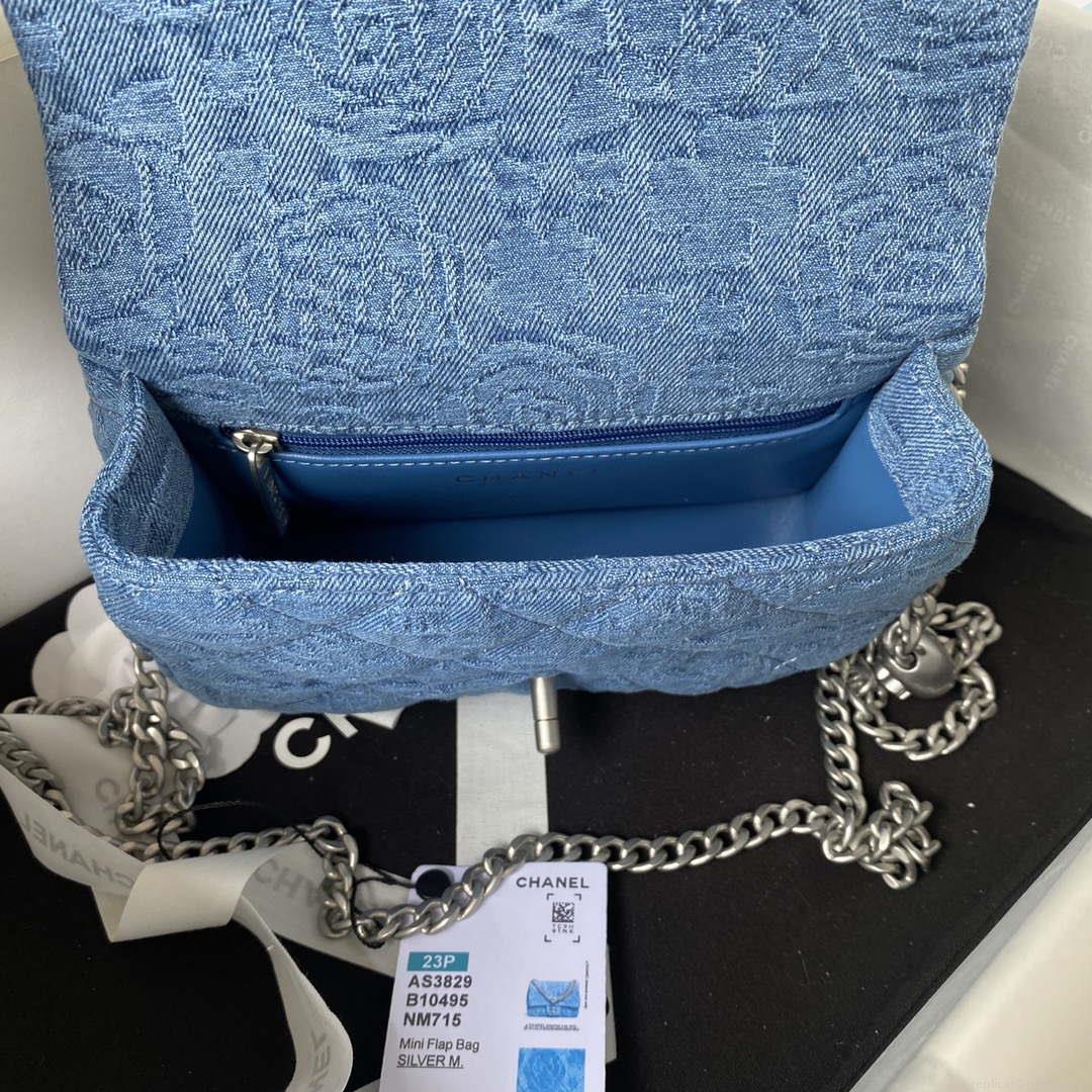 Chanel AS3829 Small Flap Classic Bag Woc Denim Blue