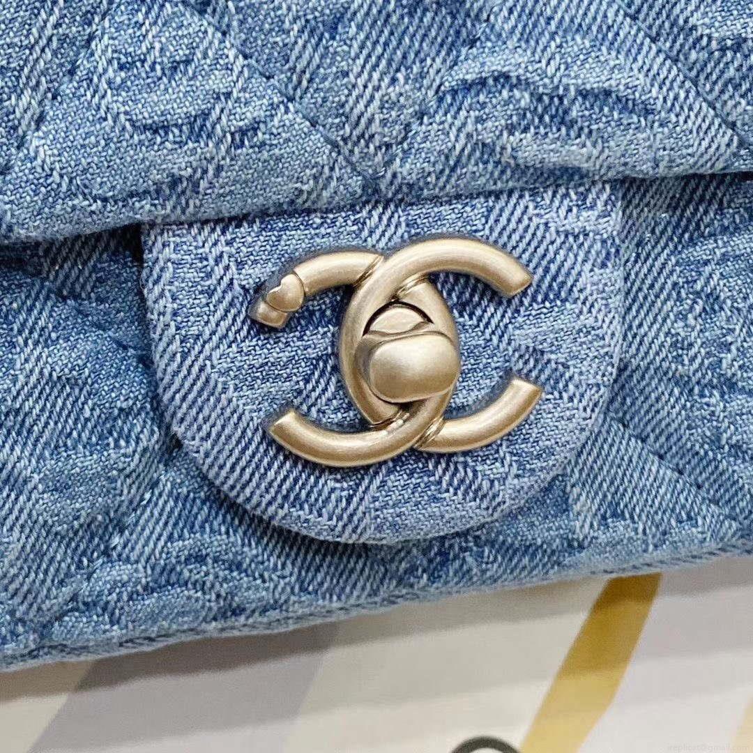 Chanel AS3828 Small Flap Classic Woc Bag Denim Blue