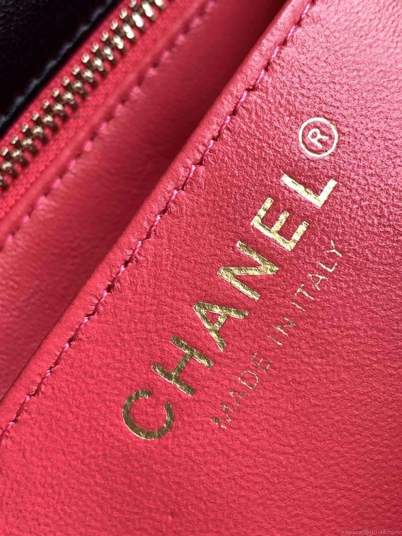 Chanel AS4040 Mini Flap Classic Bag 17 Woc Camellia Lambskin Black