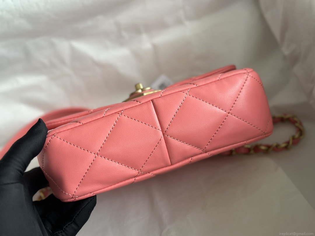 Chanel AS3986 Small Flap Bag Lambskin Plexi & Gold-Tone Meta Pink