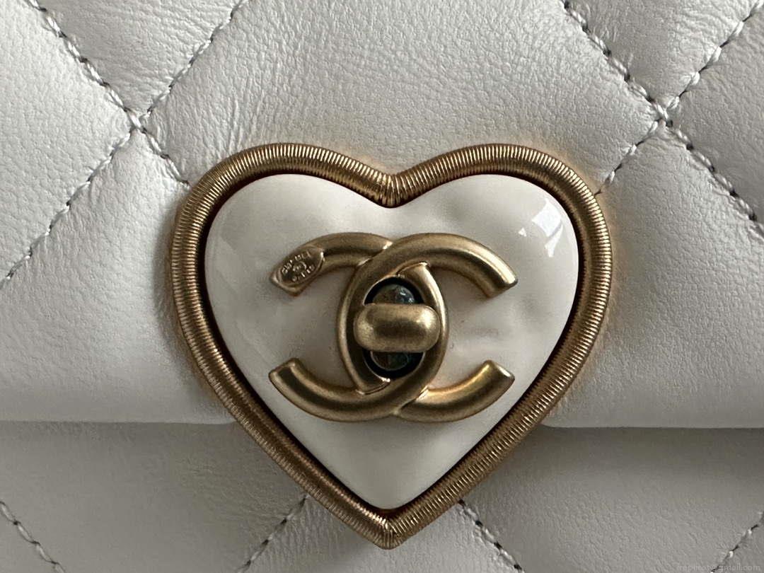 Chanel AS3979 Mini Flap Bag Lambskin Plexi & Gold-Tone Meta White