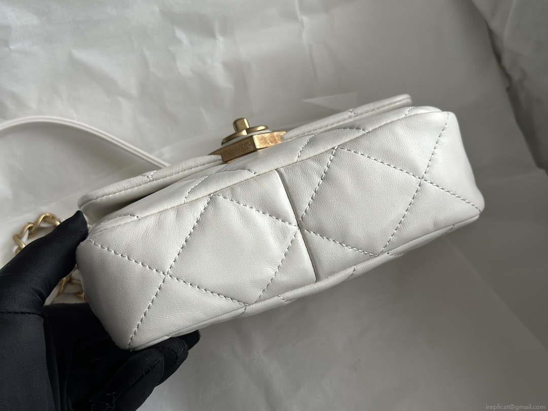Chanel AS3979 Mini Flap Bag Lambskin Plexi & Gold-Tone Meta White