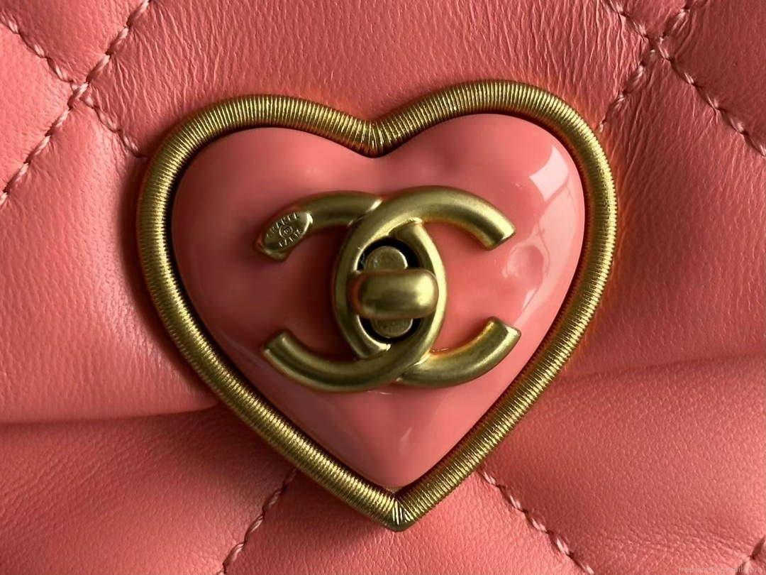 Chanel AS3979 Mini Flap Bag Lambskin Plexi & Gold-Tone Meta Pink