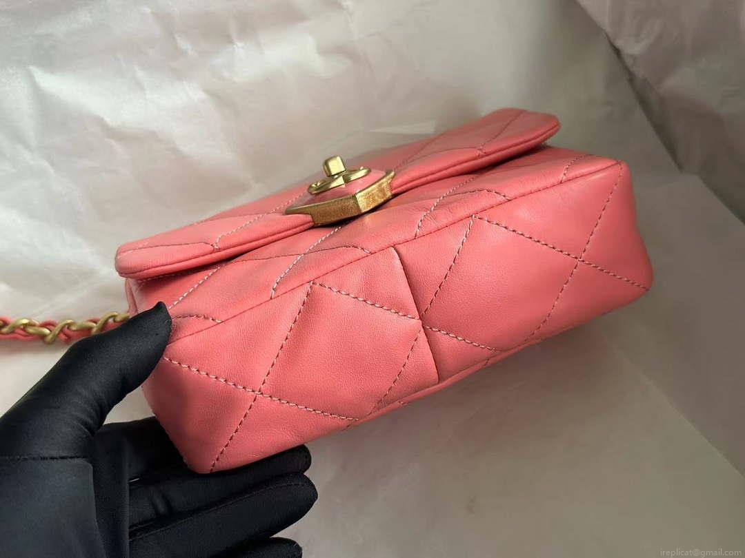 Chanel AS3979 Mini Flap Bag Lambskin Plexi & Gold-Tone Meta Pink