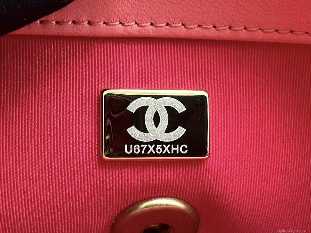 Chanel AS3979 Mini Flap Bag Lambskin Plexi & Gold-Tone Meta Pink