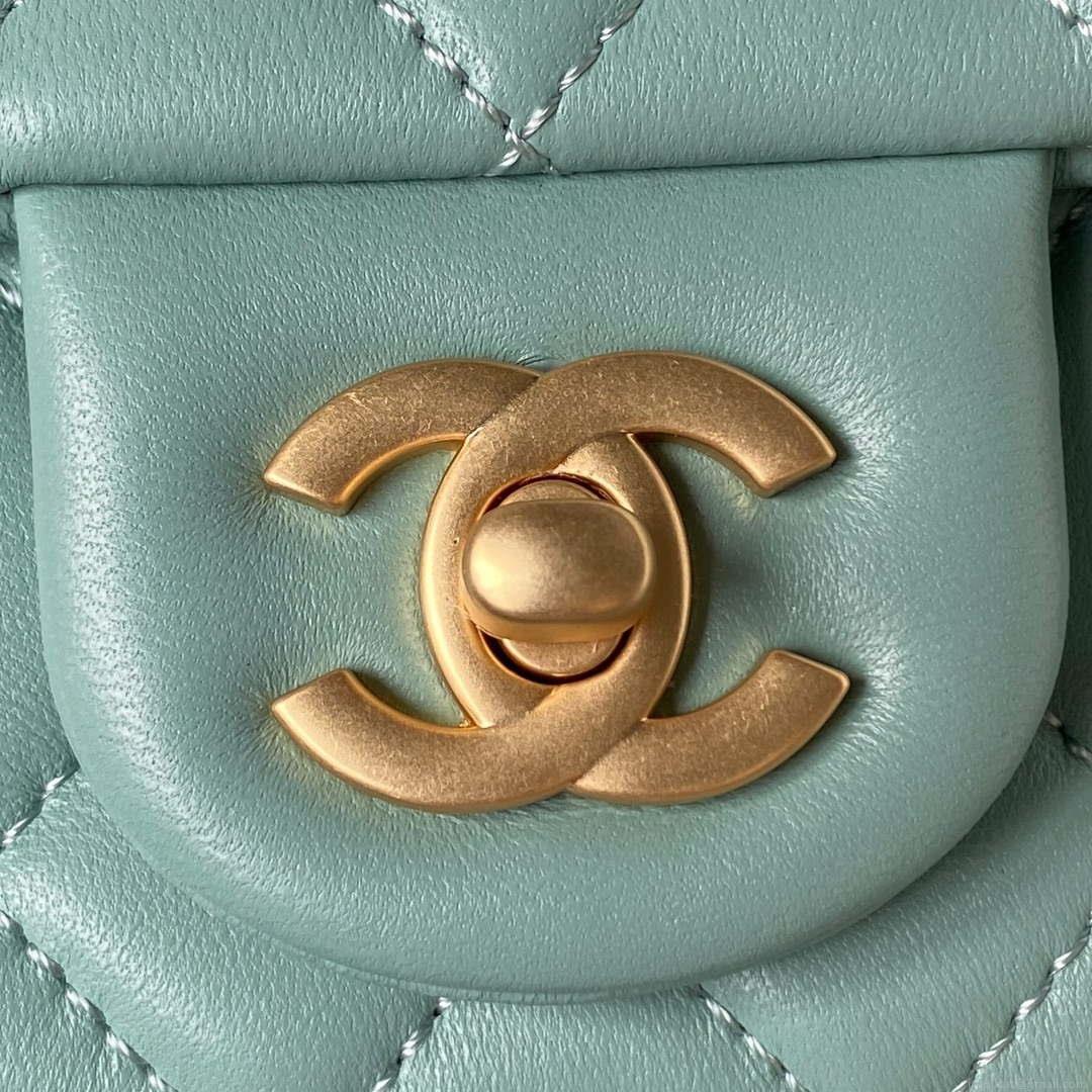 Chanel AS4040 Mini Flap Classic Bag 18 Woc Camellia Lambskin Lake Blue