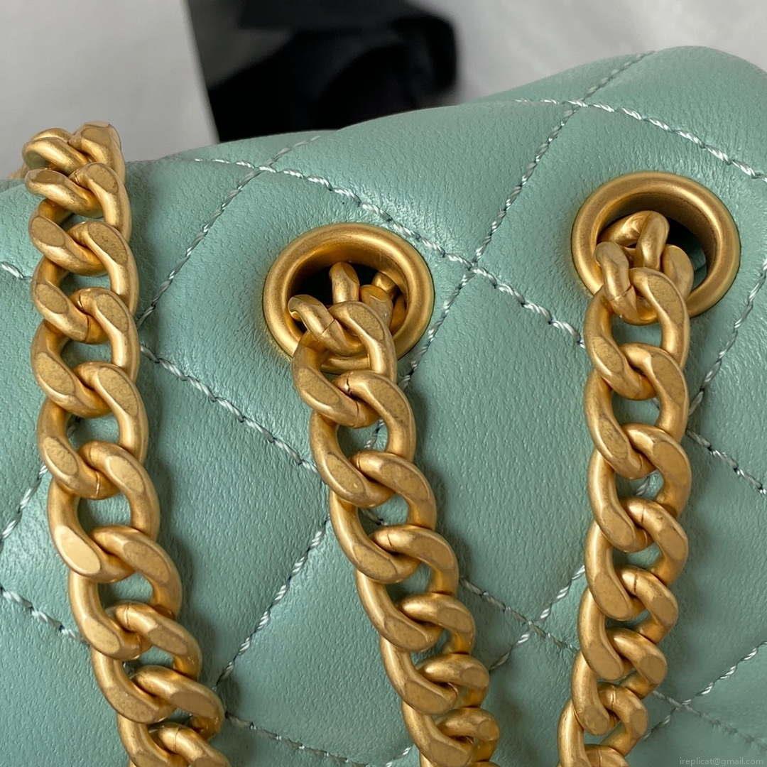 Chanel AS4040 Mini Flap Classic Bag 18 Woc Camellia Lambskin Lake Blue