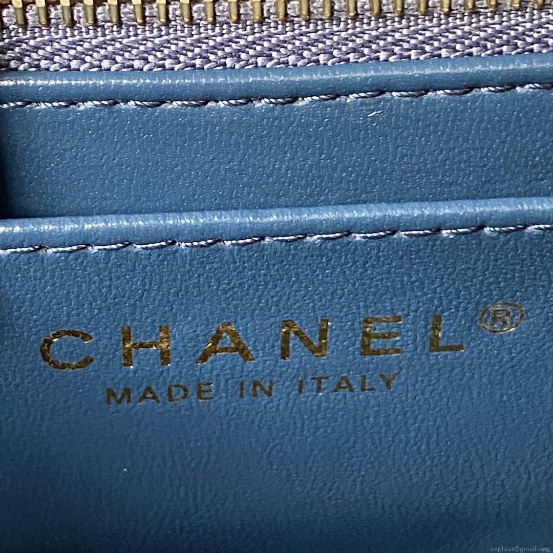 Chanel AS4041 Flap Classic Bag CF Camellia Lambskin Navy Blue Gold