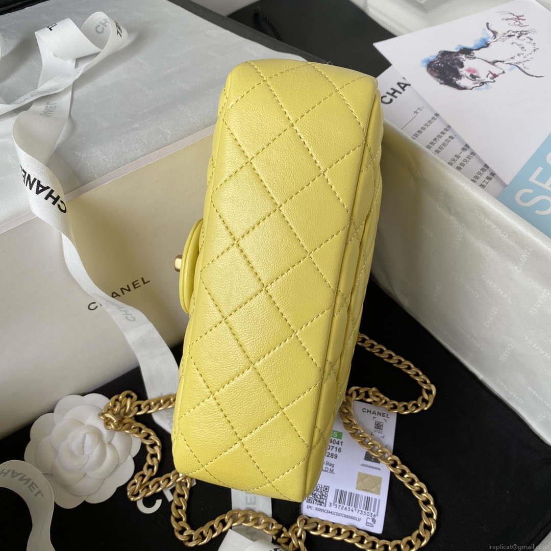 Chanel AS4041 Flap Classic Bag CF Camellia Lambskin Yellow Gold