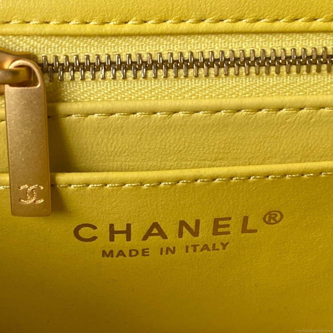 Chanel AS4041 Flap Classic Bag CF Camellia Lambskin Yellow Gold