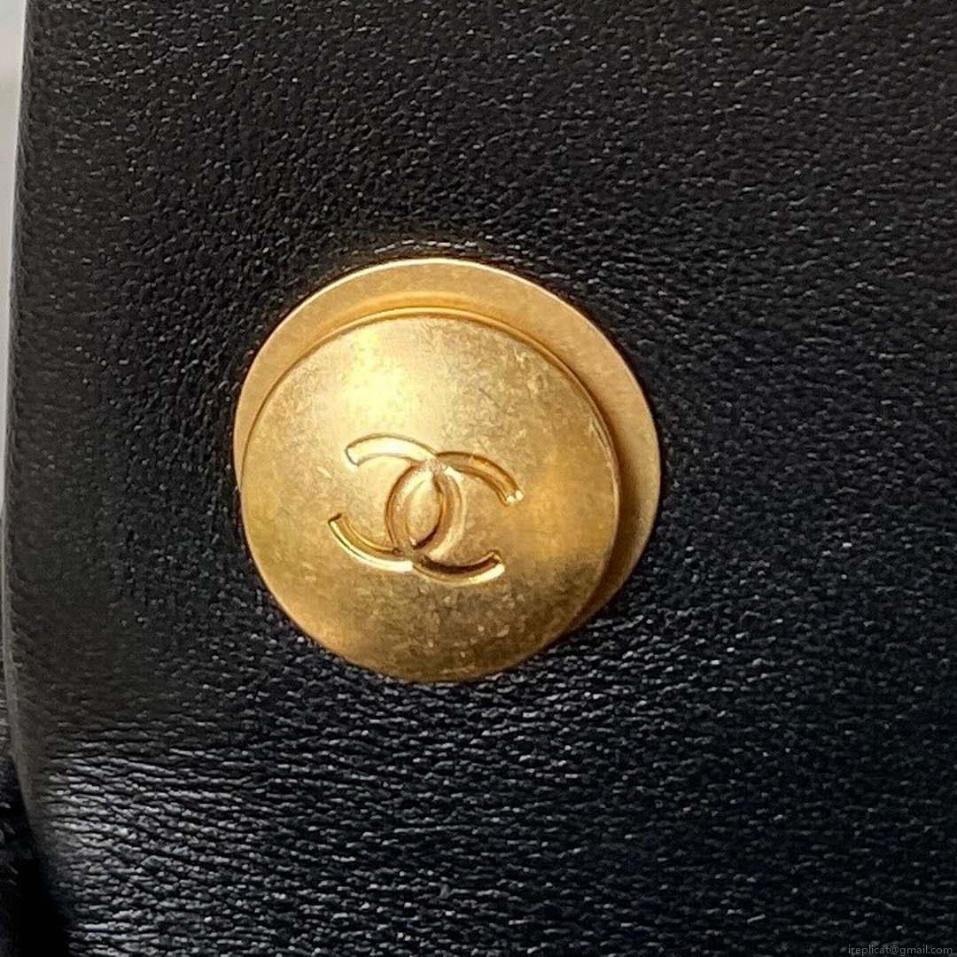 Chanel AS4041 Flap Classic Bag CF Camellia Lambskin Black Gold
