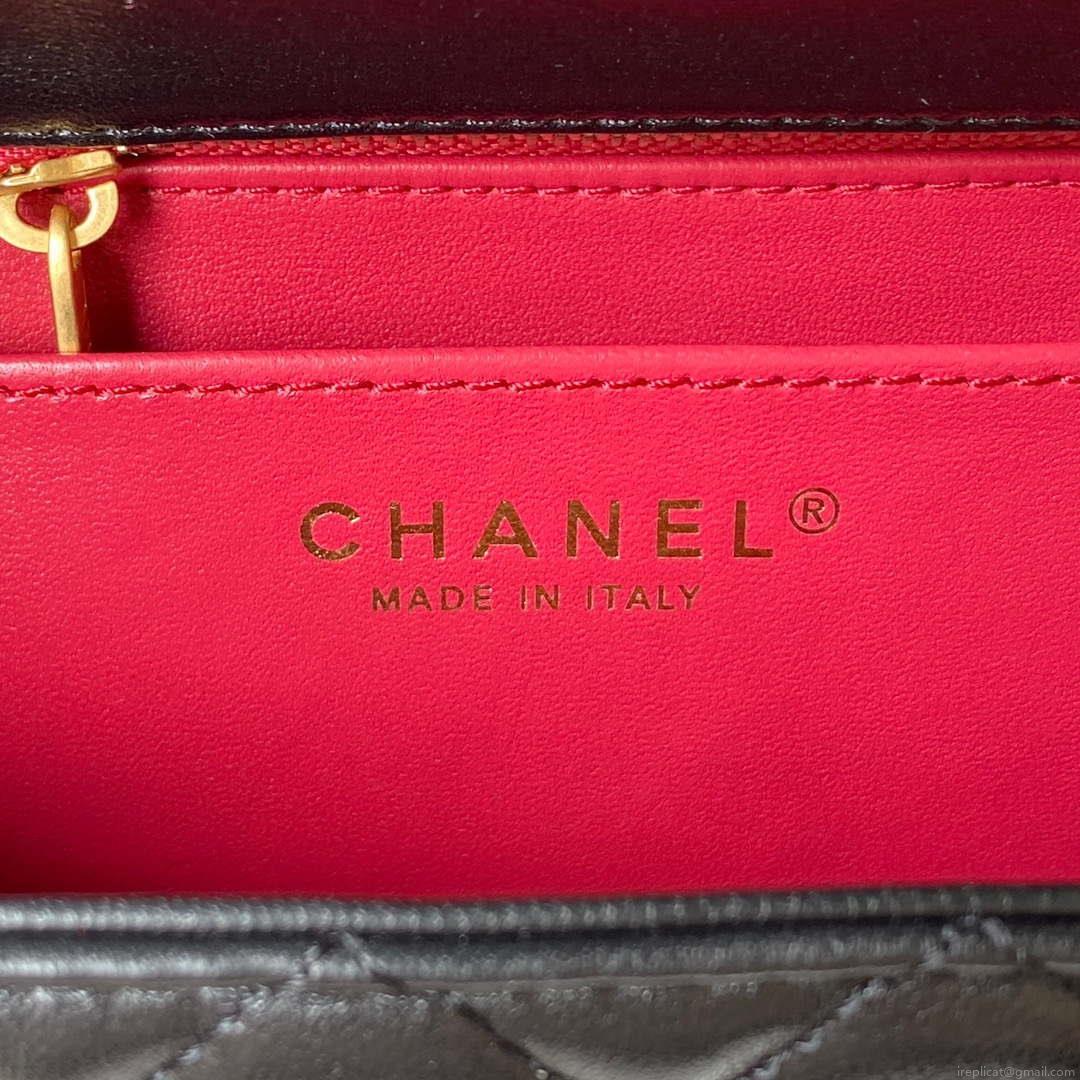 Chanel AS4041 Flap Classic Bag CF Camellia Lambskin Black Gold