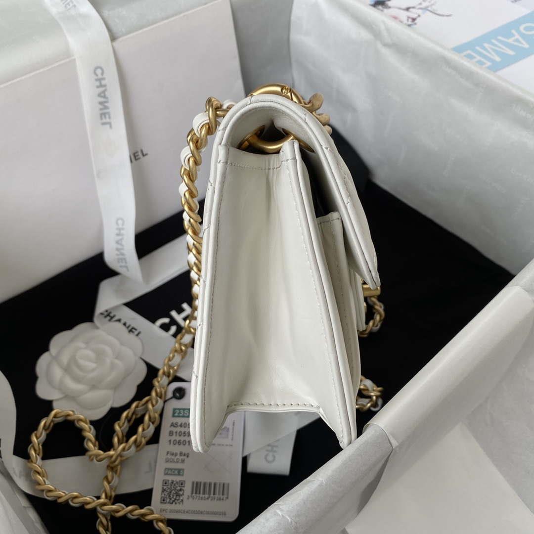 Chanel AS4051 Small Flap Classic Bag CF Lambskin White Gold