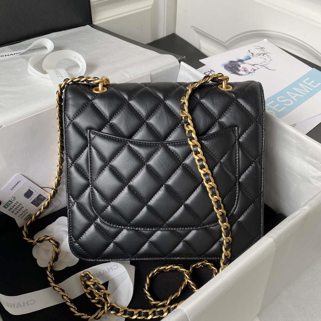 Chanel AS3932 Flap Classic Bag CF Lambskin Black Gold