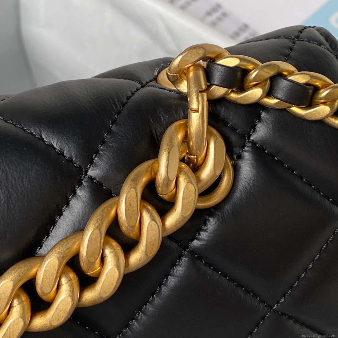 Chanel AS3932 Flap Classic Bag CF Lambskin Black Gold