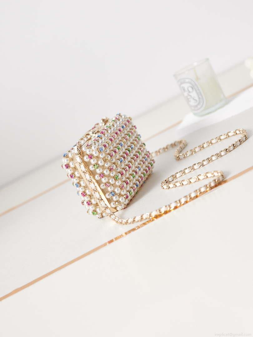Chanel AS3771 evening Bag Imitation Pearls & Gold-Tone Metal Transparent & Multicolour