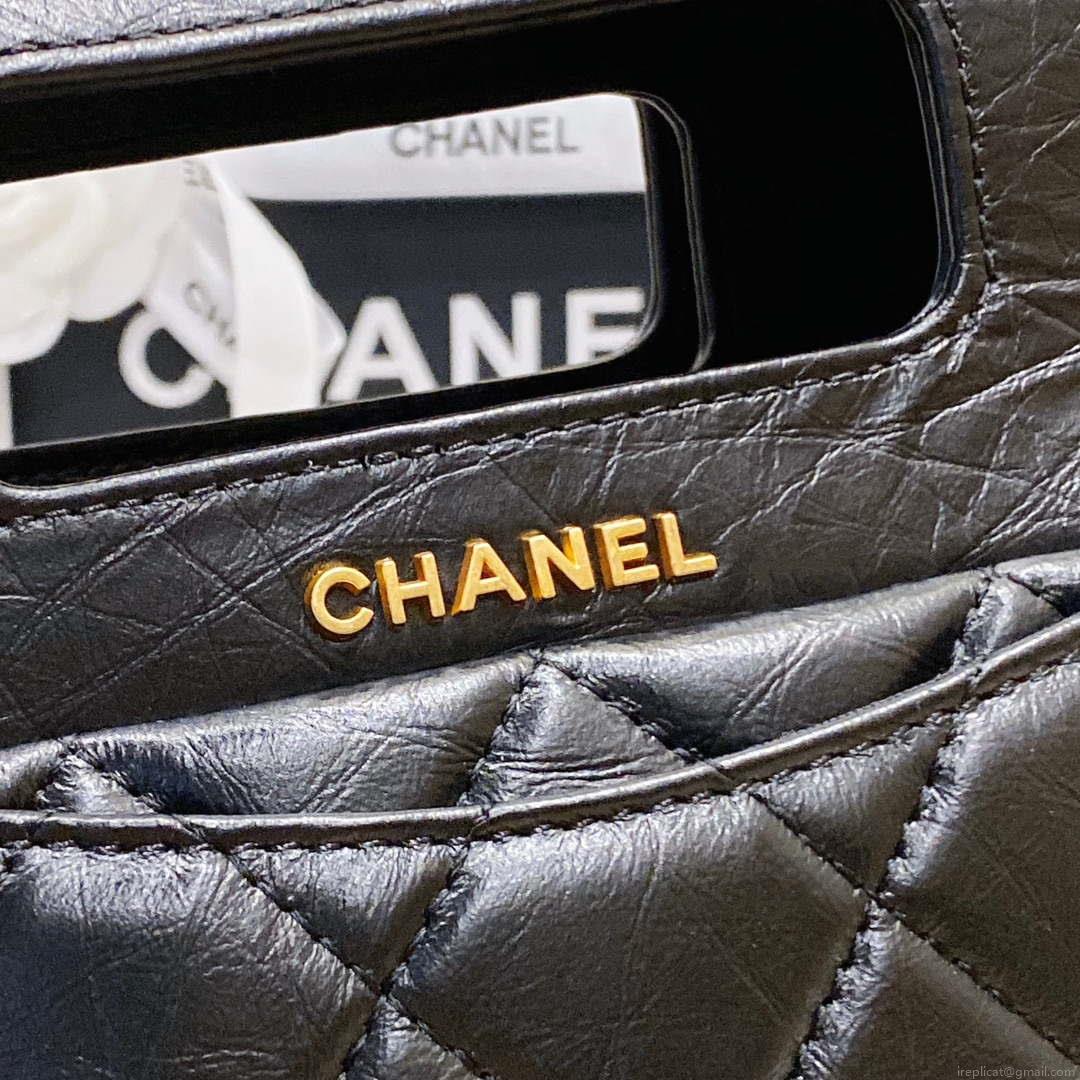 Chanel AS4025 Mini Flap bag with top handle calfskin gold tone metal Black