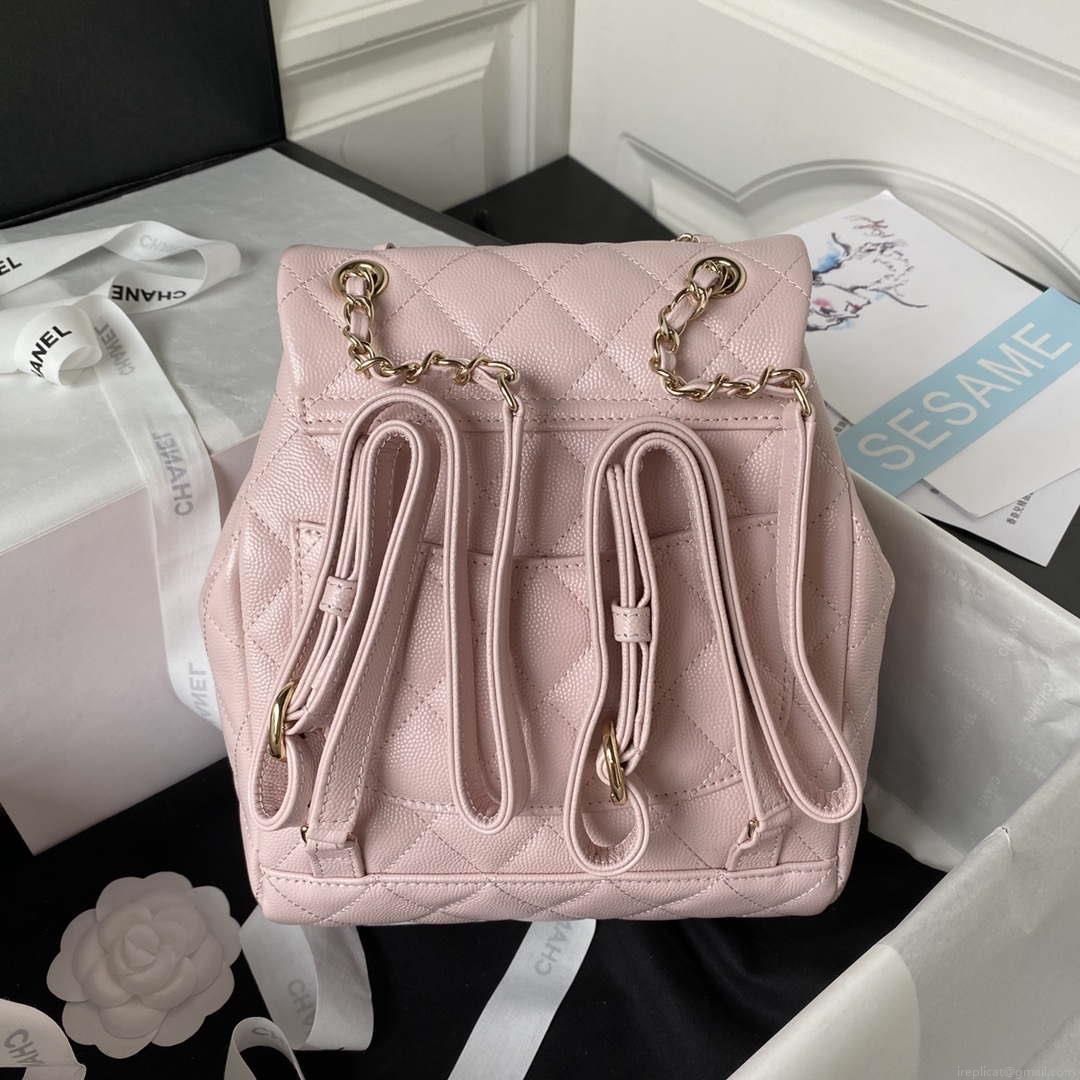 Chanel AS4059 Large Backpack Grained Shiny Calfskin & Gold-Tone Metal Pink