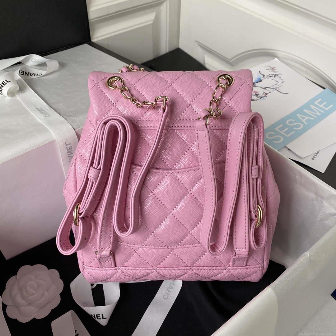 Chanel AS4059 Large Backpack Grained Shiny Calfskin & Gold-Tone Metal Rose Red