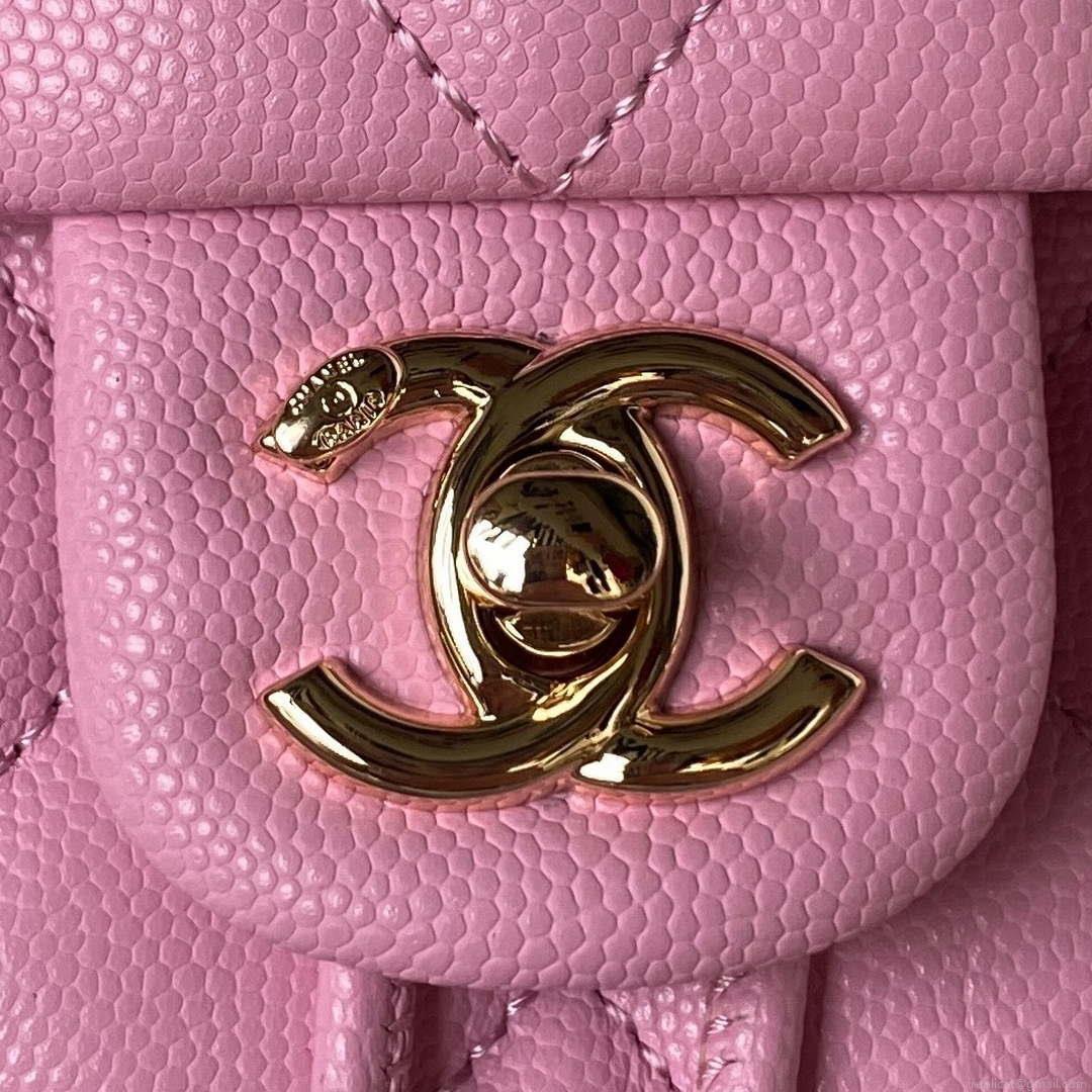 Chanel AS4059 Large Backpack Grained Shiny Calfskin & Gold-Tone Metal Rose Red