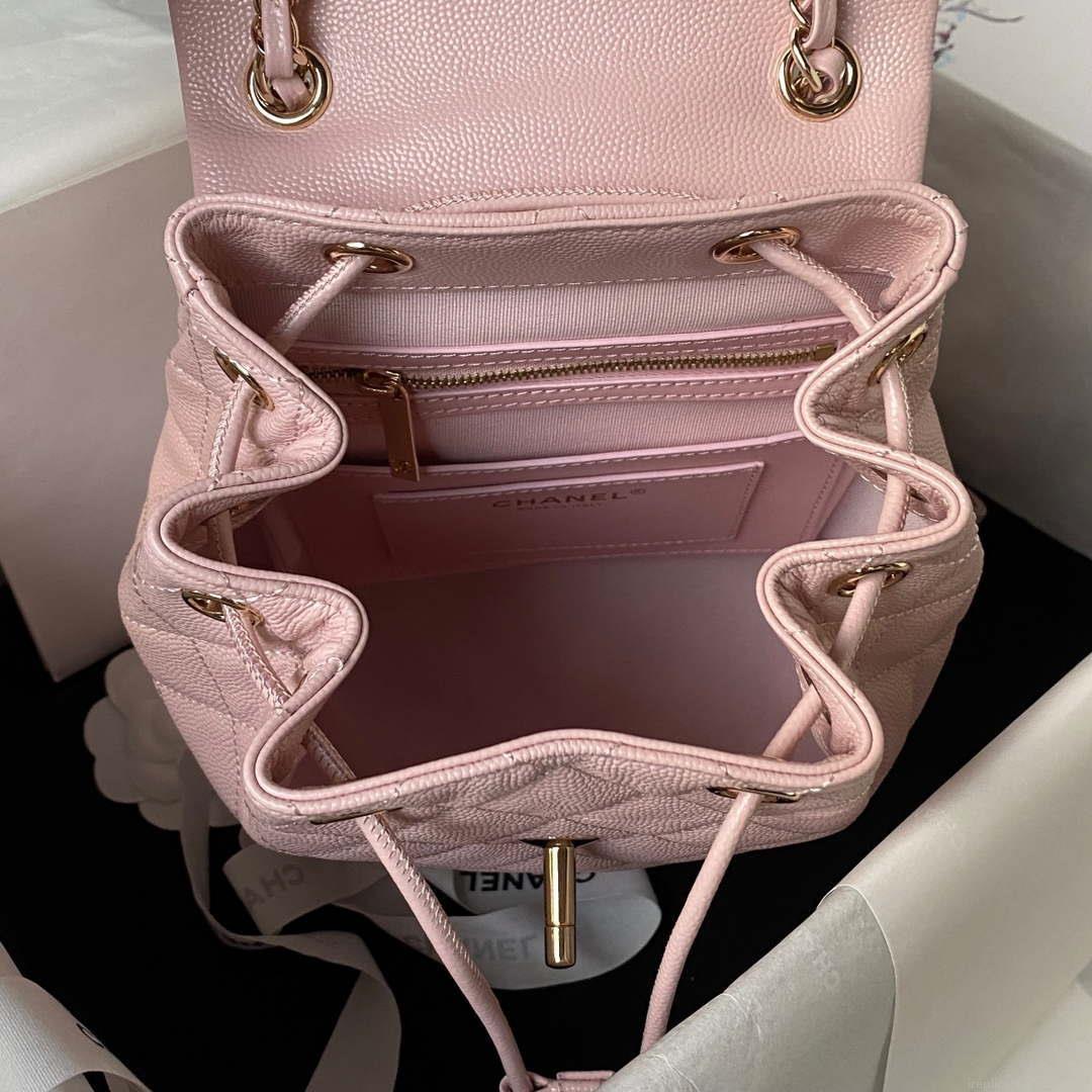 Chanel AS4058 Backpack Grained Shiny Calfskin & Gold-Tone Metal Pink