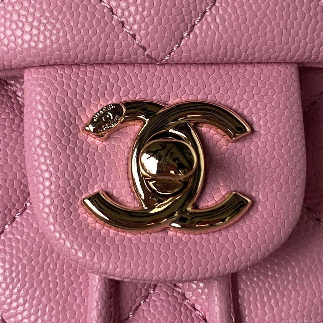 Chanel AS4058 Backpack Grained Shiny Calfskin & Gold-Tone Metal Rose Red