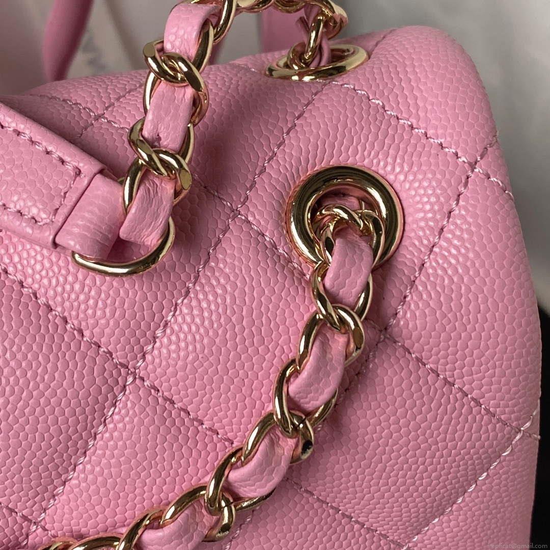 Chanel AS4058 Backpack Grained Shiny Calfskin & Gold-Tone Metal Rose Red