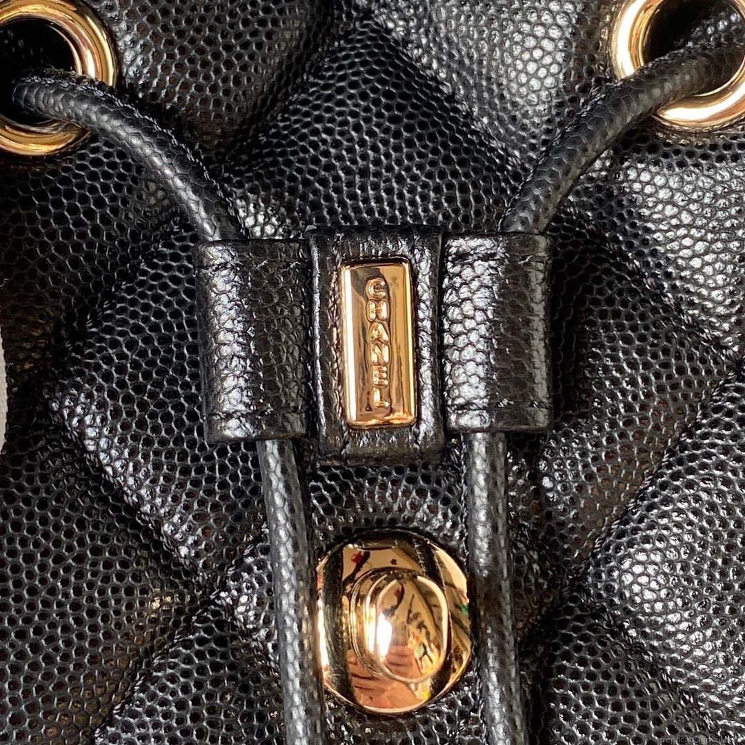 Chanel AS4058 Backpack Grained Shiny Calfskin & Gold-Tone Metal Black