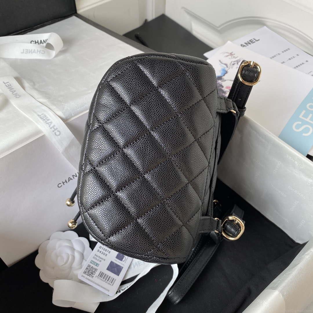 Chanel AS4058 Backpack Grained Shiny Calfskin & Gold-Tone Metal Black