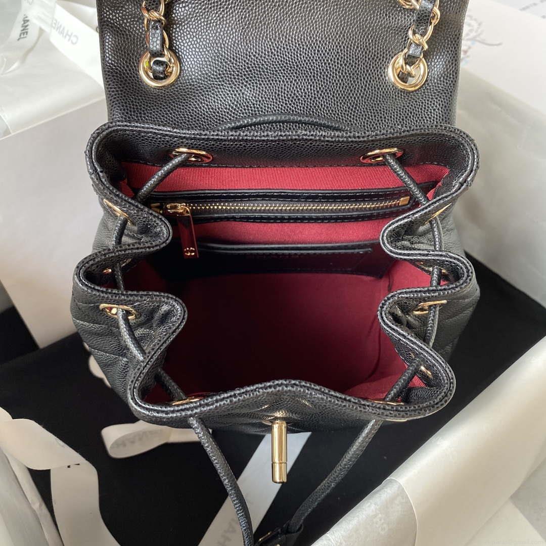 Chanel AS4058 Backpack Grained Shiny Calfskin & Gold-Tone Metal Black