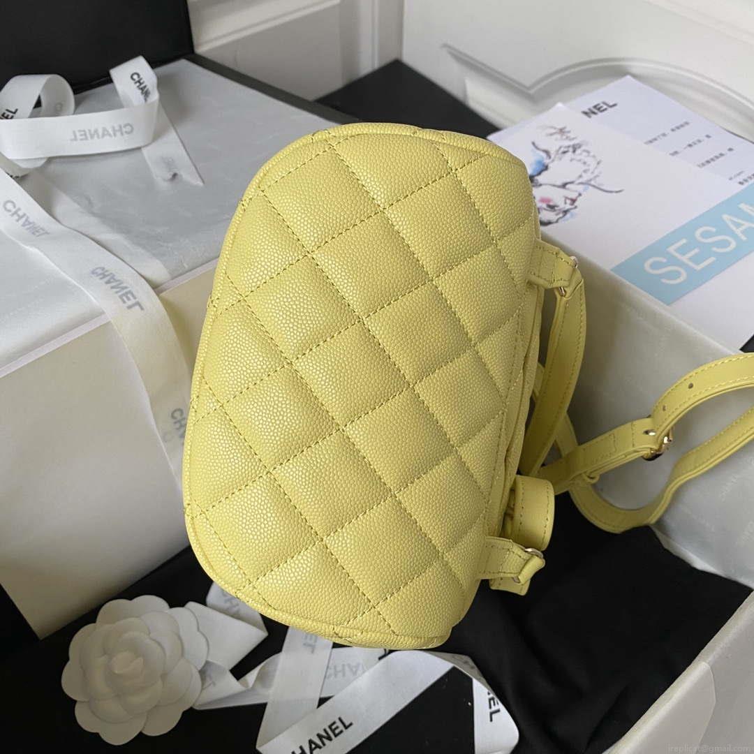 Chanel AS4058 Backpack Grained Shiny Calfskin & Gold-Tone Metal Yellow