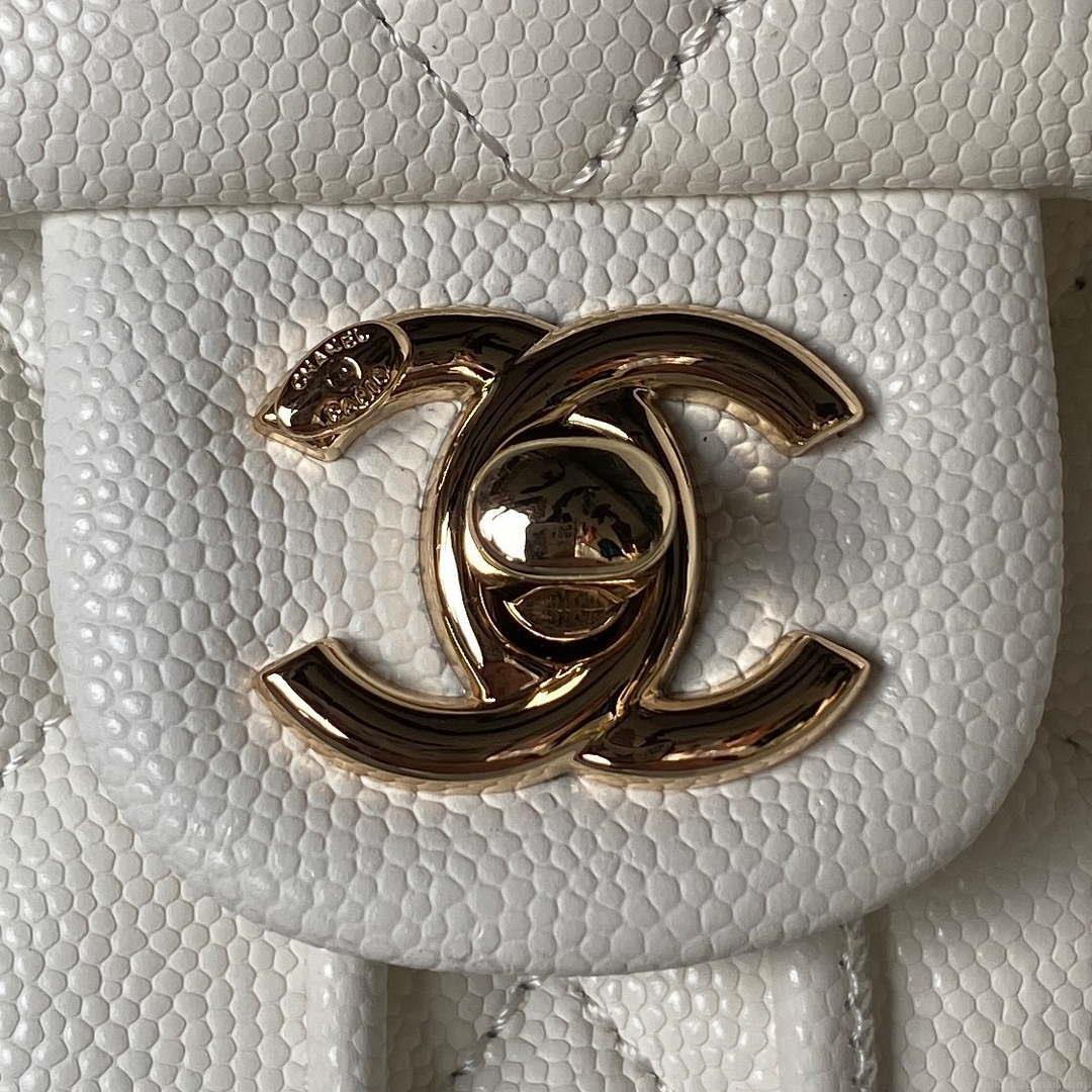 Chanel AS4058 Backpack Grained Shiny Calfskin & Gold-Tone Metal White