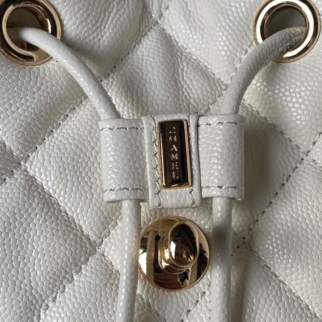 Chanel AS4058 Backpack Grained Shiny Calfskin & Gold-Tone Metal White