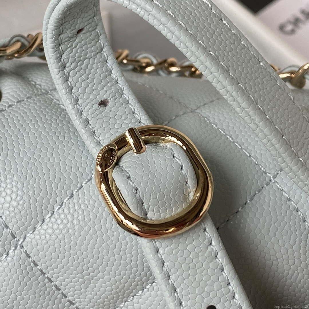 Chanel AS4059 Large Backpack Grained Shiny Calfskin & Gold-Tone Metal Light Blue