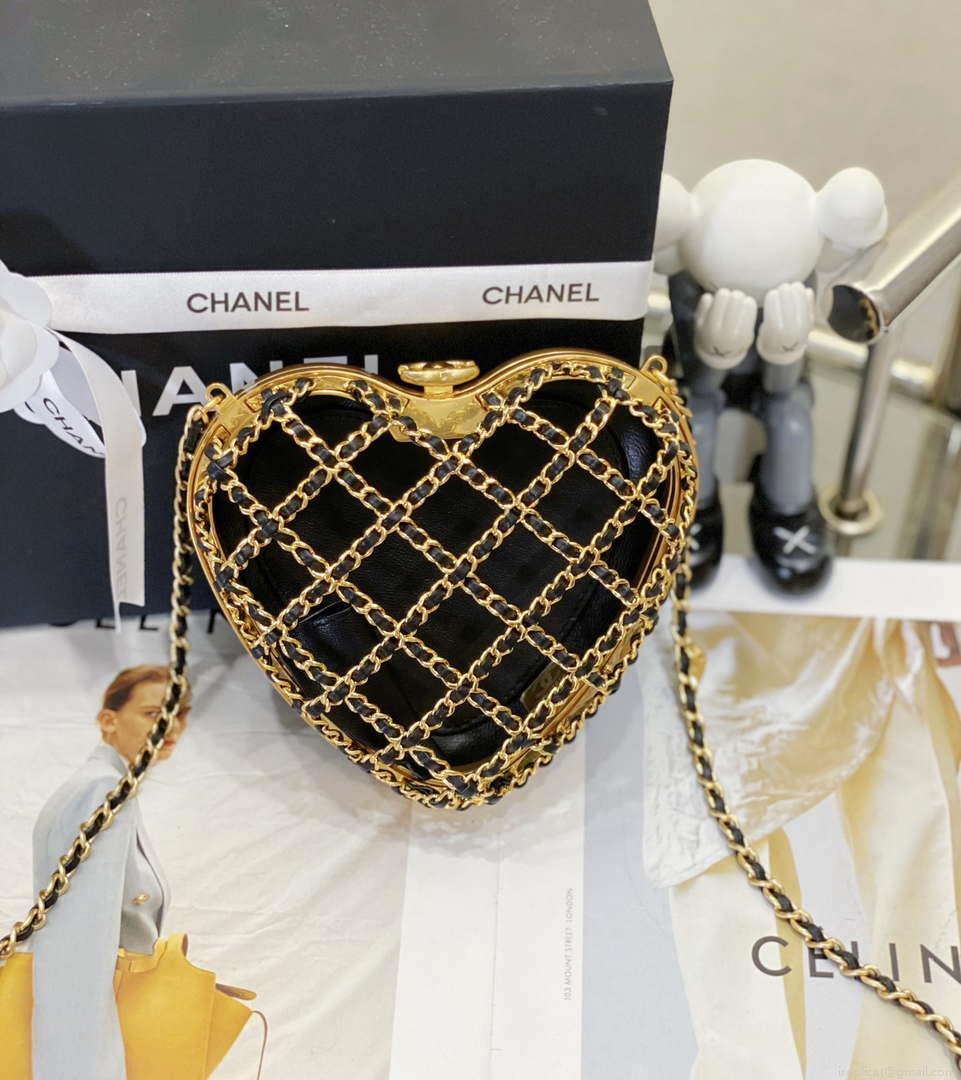 Chanel AS4027 Heart Minaudiere Lambskin Black